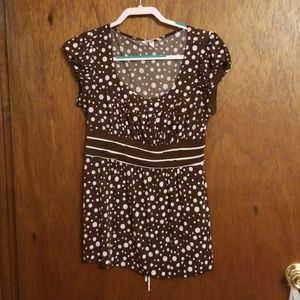 Brown polka dot empire waist
